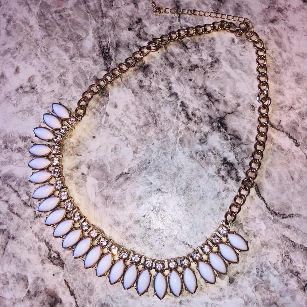 Gold and White Statement Necklace